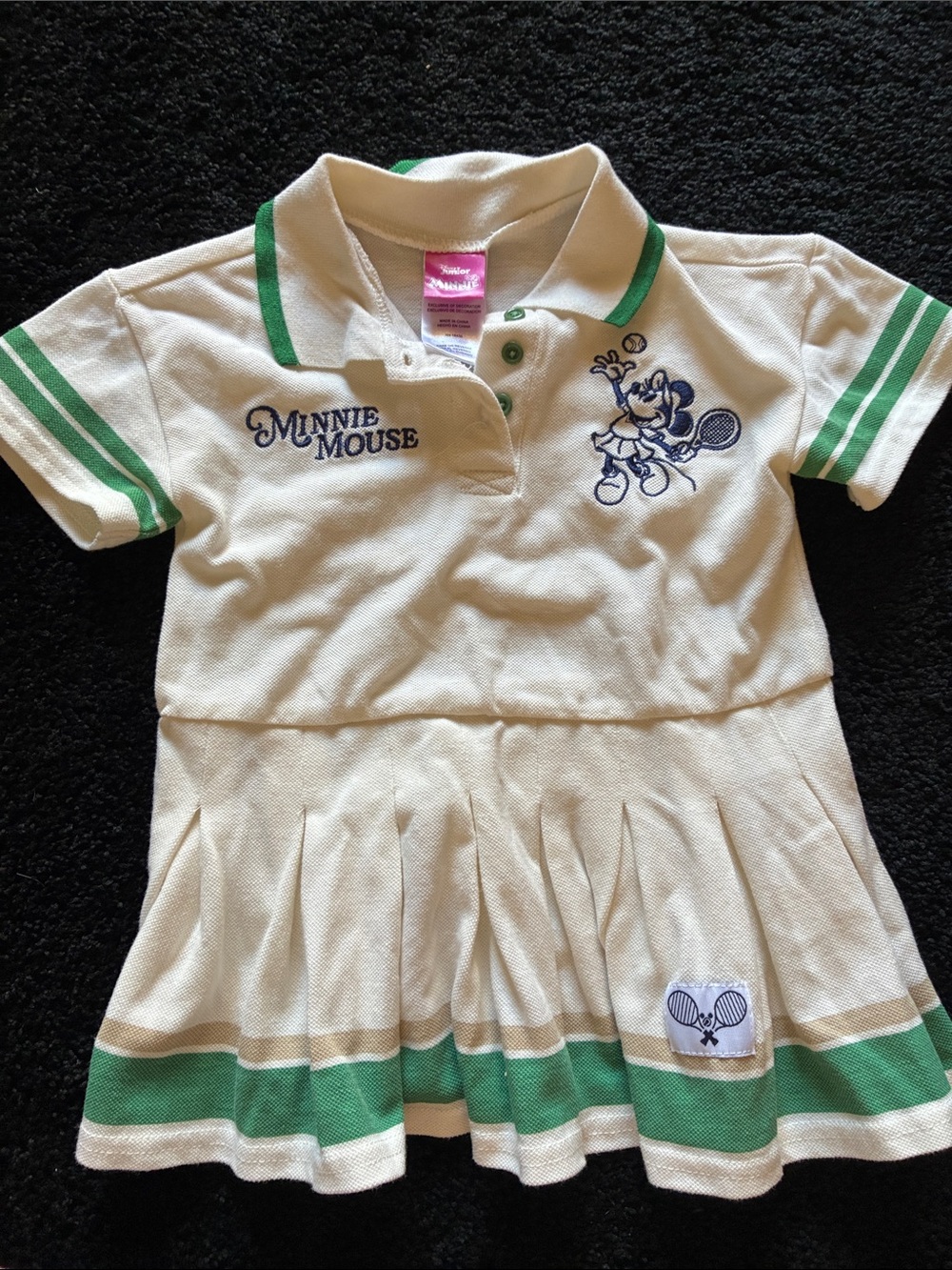 Girls' White & Green Minnie Mouse Tennis Polo Dress Size 2T